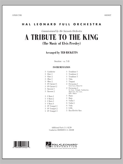 A Tribute To The King (The Music Of Elvis Presley) - Conductor Score (Full Score)